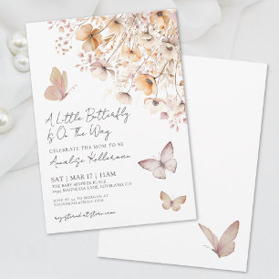 Vlinder Wilde Bloem Baby Shower Kaart