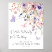 Vlinder Wilde Bloem Baby Shower Poster (Voorkant)
