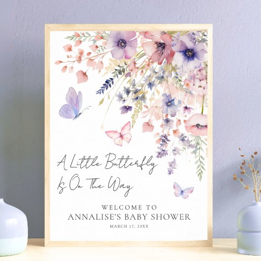 Vlinder Wilde Bloem Baby Shower Poster