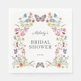 Vlinder Wilde Bloem Baby Shower Servet