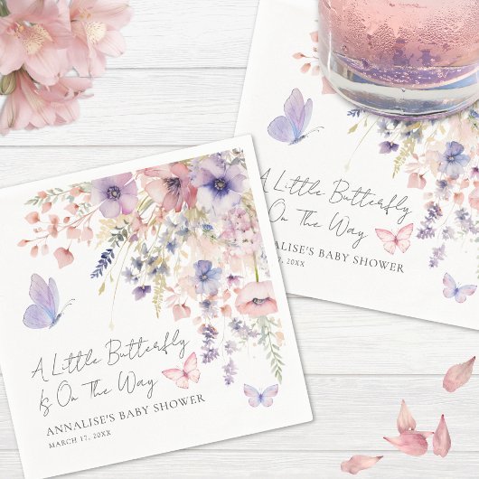 Vlinder Wilde Bloem Baby Shower Servet