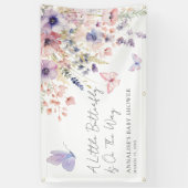 Vlinder Wilde Bloem Baby Shower Spandoek (Verticaal)