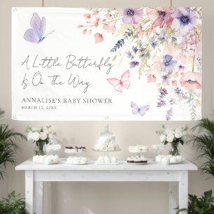 Vlinder Wilde Bloem Baby Shower Spandoek