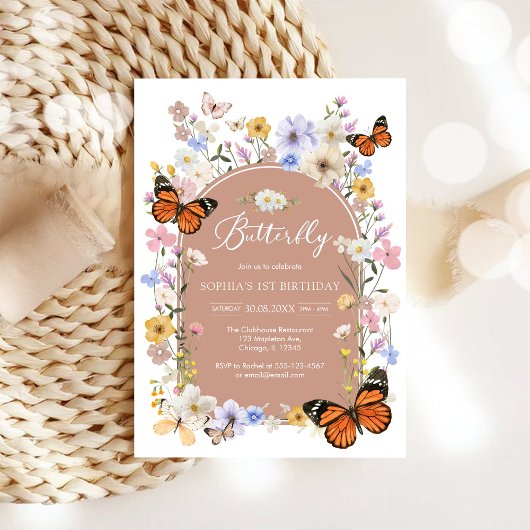 Vlinder Wilde Bloem Baby Shower Uitnodiging