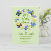 Vlinder Wilde Bloem Baby Shower Uitnodigingen (Staand voorkant)