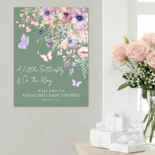 Vlinder Wilde Bloem Baby Shower Welkomstbord Poster