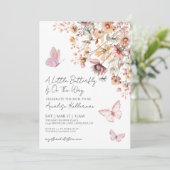 Vlinder Wilde Bloem Boho Baby Shower Kaart (Staand voorkant)