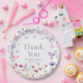 Vlinder Wilde Bloem Dank Je  Papieren Bordje (Feest)