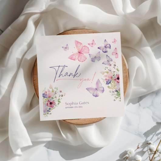 Vlinder Wilde Bloem Dank Je Servet