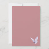Vlinder Wilde Bloem Stof Roze Bruidsdouche Kaart (Achterkant)
