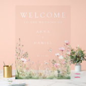 Vlinder Wilde Bloem Trouwdag Acryl Bord (Huwelijk)