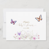 Vlinder Wilde Bloemen Baby Shower Calligrafie  Bedankkaart (Achterkant)