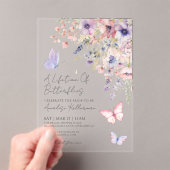 Vlinder Wilde Bloemen Bruidsdiner Acryl Uitnodigingen (Insitu (Draagbaar))