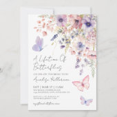 Vlinder Wilde Bloemen Bruidsdiner Kaart (Voorkant)