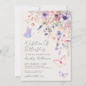 Vlinder Wilde Bloemen Bruidsdiner Kaart (Voorkant)