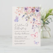 Vlinder Wilde Bloemen Bruidsdiner Kaart (Staand voorkant)