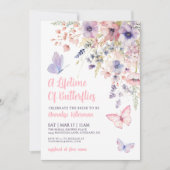 Vlinder Wilde Bloemen Bruidsdiner Kaart (Voorkant)