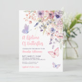 Vlinder Wilde Bloemen Bruidsdiner Kaart (Staand voorkant)