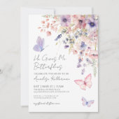 Vlinder Wilde Bloemen Bruidsdiner Kaart (Voorkant)