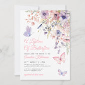 Vlinder Wilde Bloemen Bruidsdiner Kaart (Voorkant)