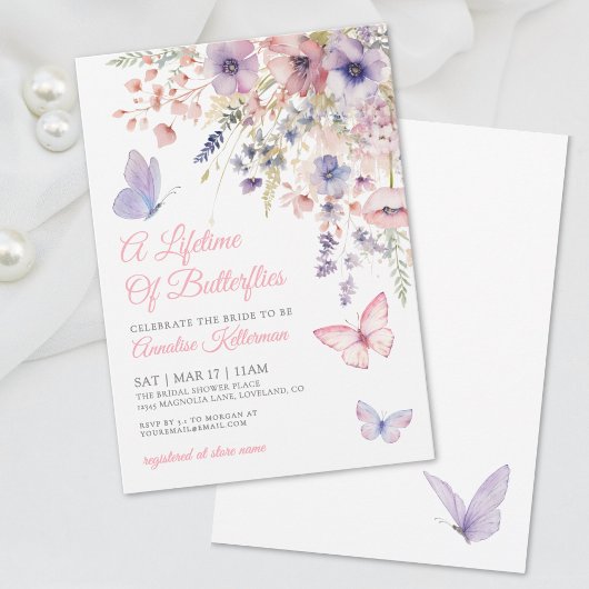 Vlinder Wilde Bloemen Bruidsdiner Kaart