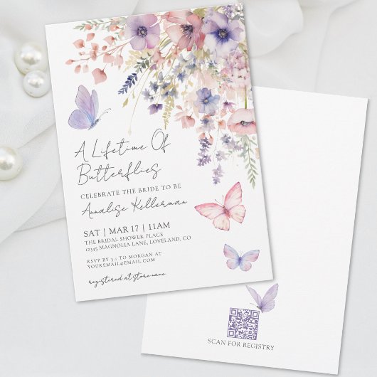 Vlinder Wilde Bloemen Bruidsdiner Kaart
