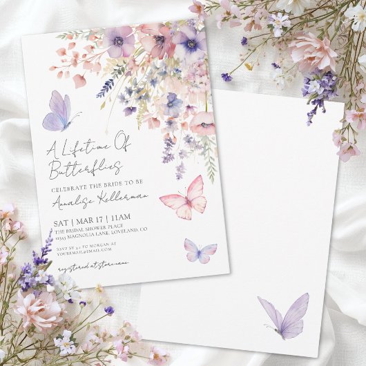 Vlinder Wilde Bloemen Bruidsdiner Kaart