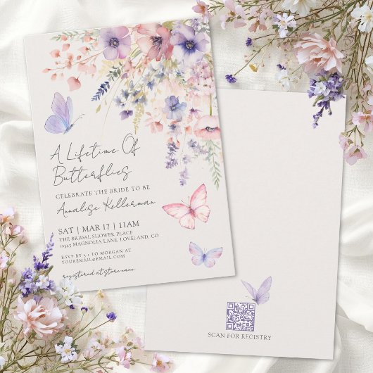 Vlinder Wilde Bloemen Bruidsdiner Kaart