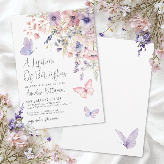 Vlinder Wilde Bloemen Bruidsdiner Kaart