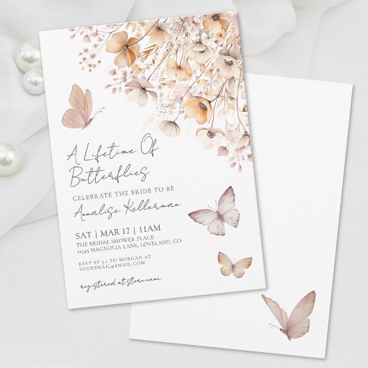 Vlinder Wilde Bloemen Bruidsdiner Kaart