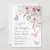 Vlinder Wilde Bloemen Bruidsdiner Kaart (Voorkant)