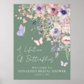 Vlinder Wilde Bloemen Bruidsdiner Poster (Voorkant)