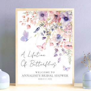 Vlinder Wilde Bloemen Bruidsdiner Poster