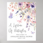 Vlinder Wilde Bloemen Bruidsdiner Poster (Voorkant)