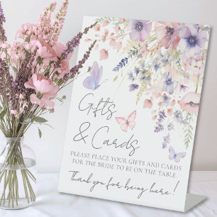 Vlinder Wilde Bloemen Bruidsdiner Reclamebord Met Voetstuk