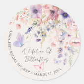 Vlinder Wilde Bloemen Bruidsdiner Ronde Sticker (Voorkant)