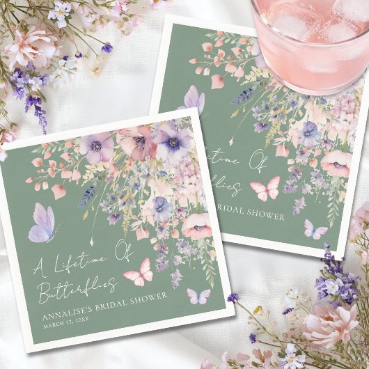 Vlinder Wilde Bloemen Bruidsdiner Servet