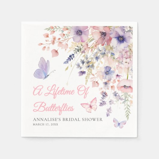 Vlinder Wilde Bloemen Bruidsdiner Servet (Voorkant)