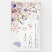 Vlinder Wilde Bloemen Bruidsdiner Spandoek (Verticaal)