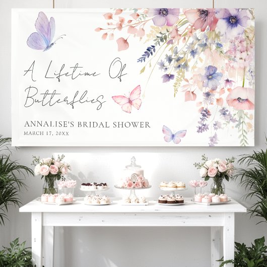 Vlinder Wilde Bloemen Bruidsdiner Spandoek
