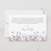 Vlinder Wilde Bloemen Bruidsfeest Bedankkaart (Achterkant)