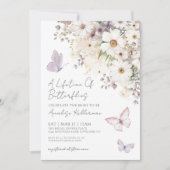 Vlinder Wilde Bloemen Bruidsfeest Uitnodiging (Voorkant)