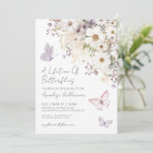 Vlinder Wilde Bloemen Bruidsfeest Uitnodiging (Staand voorkant)