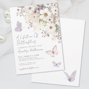 Vlinder Wilde Bloemen Bruidsfeest Uitnodiging