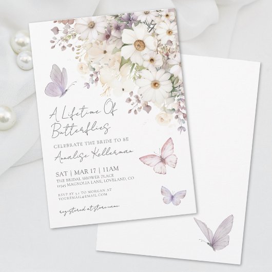 Vlinder Wilde Bloemen Bruidsfeest Uitnodiging