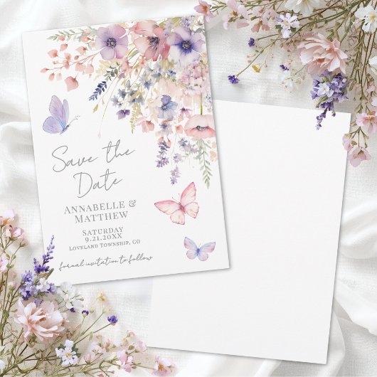 Vlinder Wilde Bloemen Bruiloft Save The Date