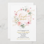 Vlinder  Wilde Bloemen Koppel Shower uitnodiging (Voorkant / Achterkant)