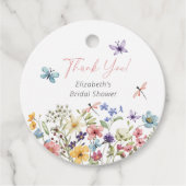 Vlinder Wilde Bloemen Tuin Bruidsfeest Bedankjes Labels (Voorkant)