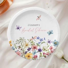 Vlinder Wilde Bloemen Tuin Bruiloft Feest Papieren Bordje