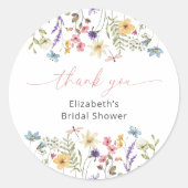 Vlinder Wilde Bloementuin Bruiloft Feest Ronde Sticker (Voorkant)